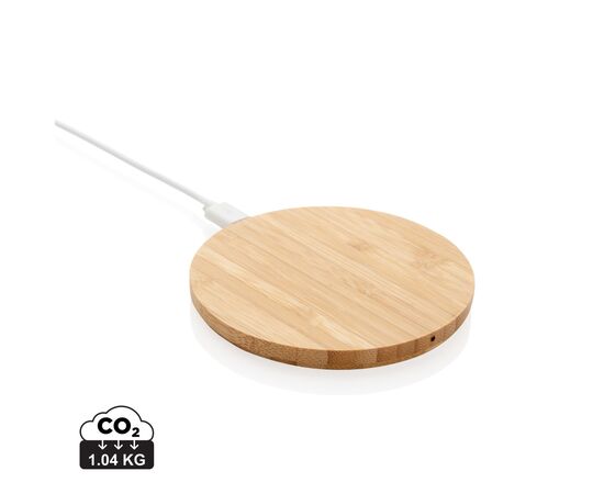Chargeur sans fil 5W rond en bambou Brun - XD Collection P308.229