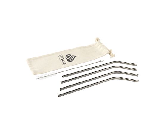 ECO RVS 4 pieces ECO Straw Set stainless-steel straws Silver -  138601