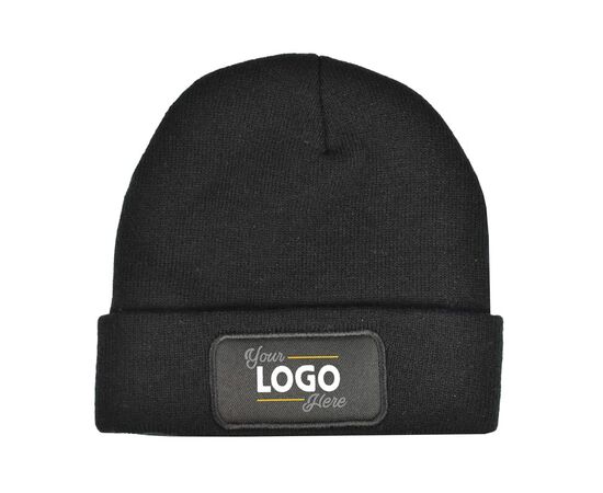 Knitted RPET hat with RPET label Black - Nilton's 1449-03-A03