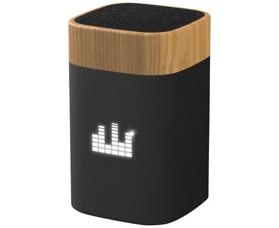 SCX.design S31 speaker 5W voorzien van hout met oplichtend logo Zwart, Naturel - SCX.design 1PX02600