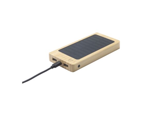Solar Powerbank 8000+ Wireless Charger Ladegerät Bambus -  520644 Solar Powerbank 8000+ Wireless Charger Ladegerät Bambus -  520644