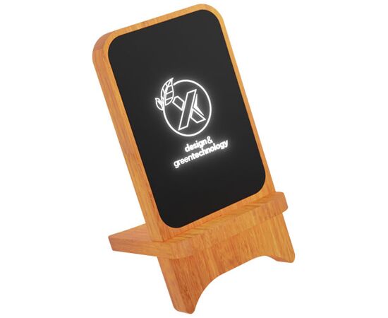 SCX.design W16 kabelloser 15-Watt-Ladeständer aus Holz mit Leuchtlogo Holz, Schwarz - SCX.design 1PX06271