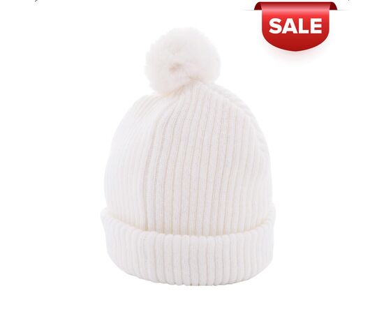 Grof Gebreide Beanie met pompon Wit - Nilton's 1493-06-A06