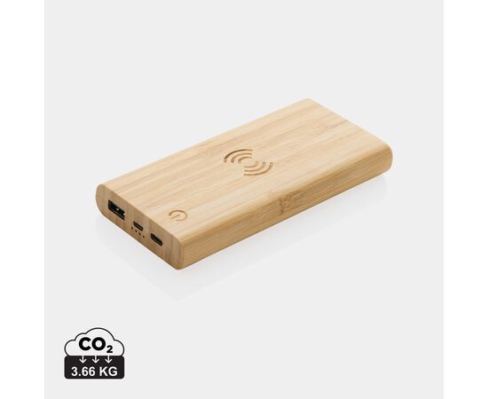 Bamboo 8.000 mAh 5W wireless powerbank Brown - XD Collection P322.359