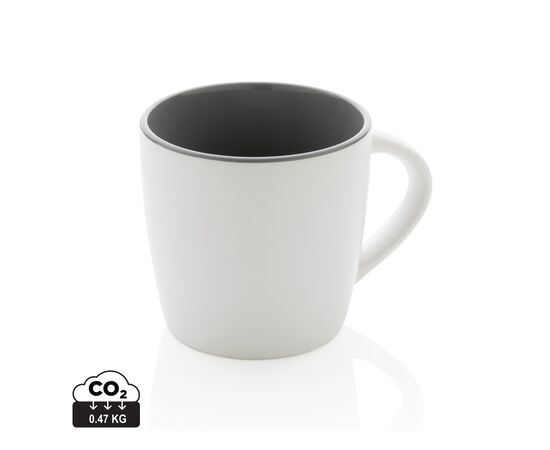 Ceramic mug with coloured inner 300ml White, Grey - XD Collection P434.003