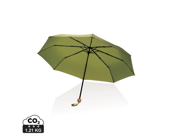 20.5" Impact AWARE™ RPET 190T Pongee bamboo mini umbrella Green - XD Collection P850.577