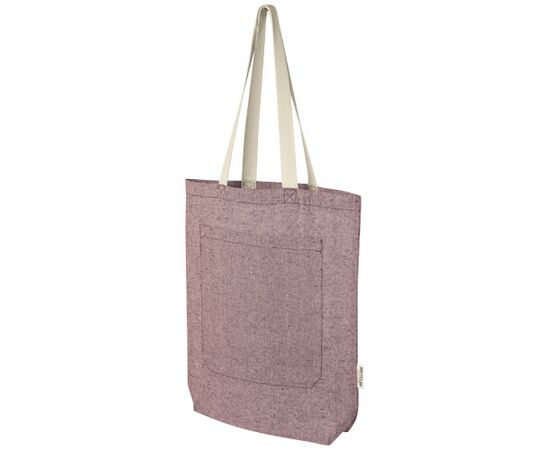 Pheebs 150 g/m² recycled cotton tote bag with front pocket 9L Heather maroon - Unbranded 12064320