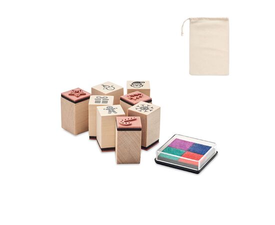 Set de 8 tampons  en bois Beige -  CX1512-13