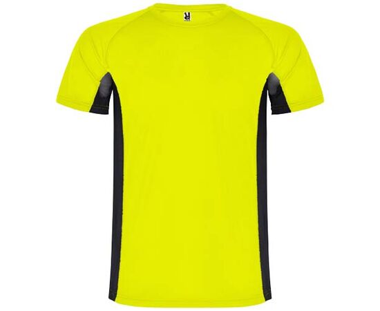 Shanghai short sleeve kids sports t-shirt Fluor yellow, Solid black - Roly K65958YD