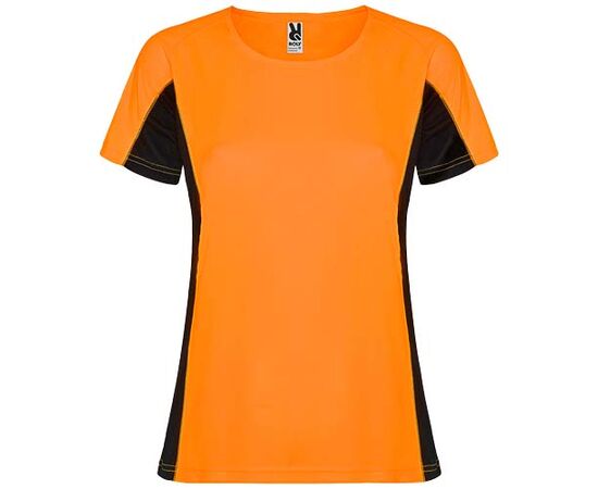 Shanghai short sleeve women's sports t-shirt Fluor orange, Solid black - Roly R66489A1