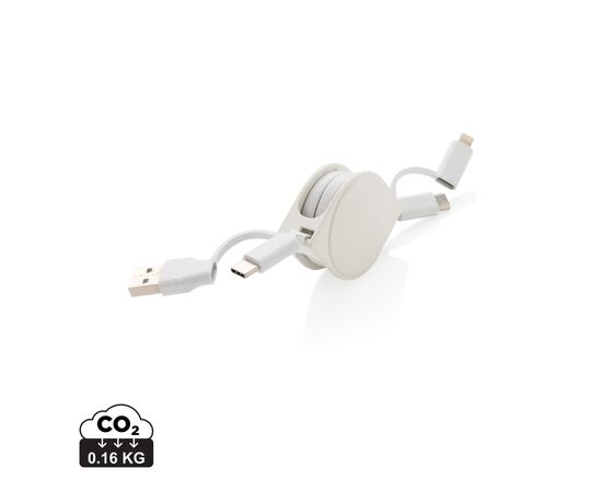 RCS standaard recycled plastic and TPE 6-in-1 kabel Wit - XD Collection P302.663