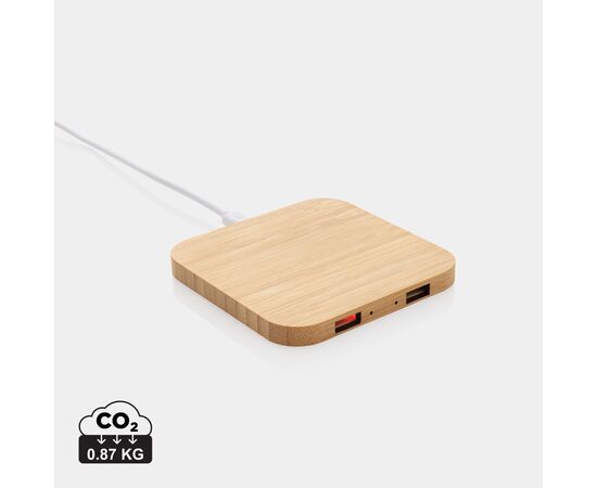 Chargeur sans fil 10W et avec ports USB en bambou Brun - XD Collection P308.379