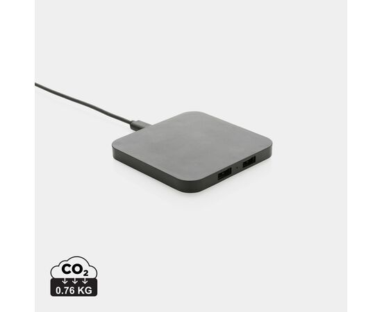 RCS recycled plastic 10W Wireless charger with USB Ports Black - XD Collection P308.461
