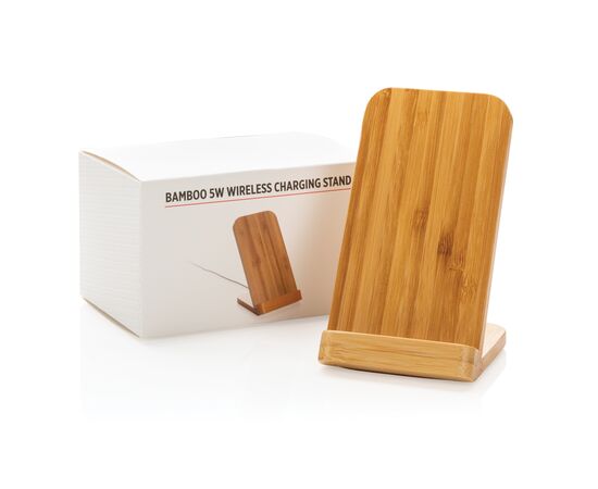 Bamboo 5W wireless charging stand Brown - XD Collection P308.179