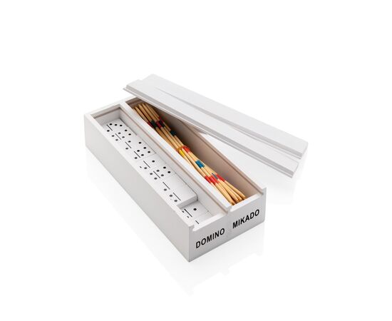 Jeu de mikado/domino en boîte en bois Blanc - XD Collection P940.073