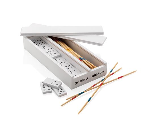 Jeu de mikado/domino en boîte en bois Blanc - XD Collection P940.073