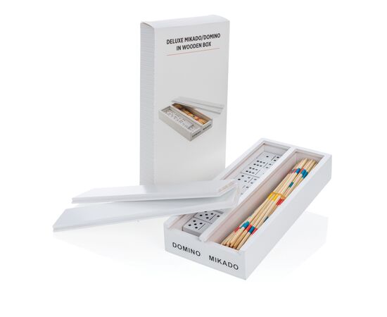 Jeu de mikado/domino en boîte en bois Blanc - XD Collection P940.073