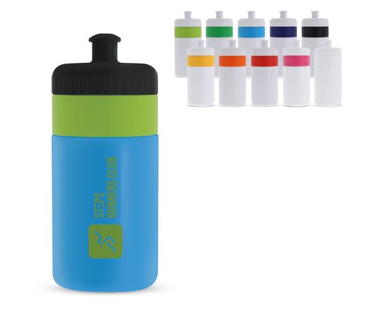 Sportflasche mit Rand 500ml Weiss, Schwarz -  LT98735-N0102