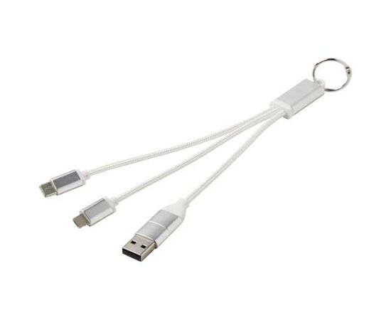 Metal 4-in-1 Ladekabel aus recyceltem Aluminium mit Schlüsselanhänger Silber - Unbranded 12438281