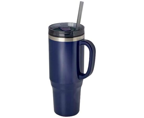 Mug isotherme Melbourne 1200 ml certifié RCS avec paille Marine - Unbranded 10080155