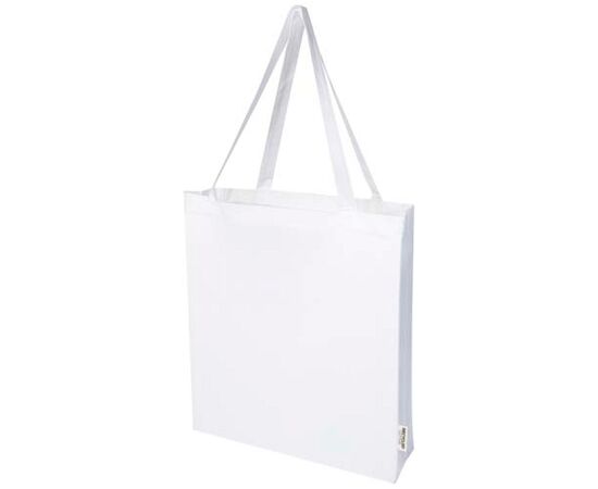 Madras 140 g/m² Baumwoll Tragetasche mit Seitenfalten aus GRS recycelter Baumwolle Weiß - Unbranded 12073301