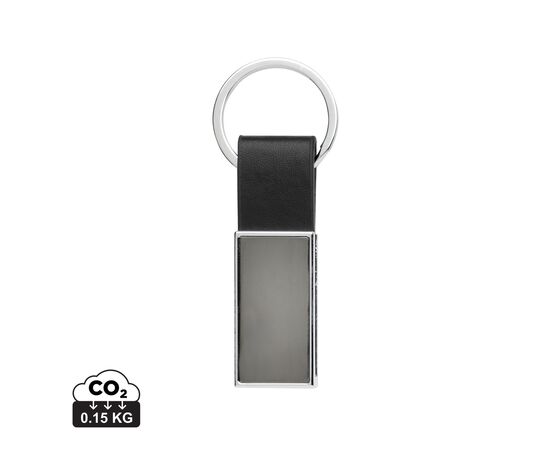 Luxe PU sleutelhanger RCS gerecycled zinc alloy Zwart - XD Collection P191.6401