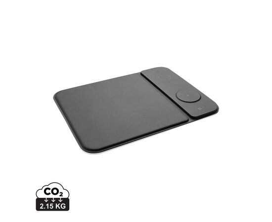 Tapis de souris chargeur 15W 3 en 1 en PU RCS Swiss peak Noir - Swiss Peak P309.0301