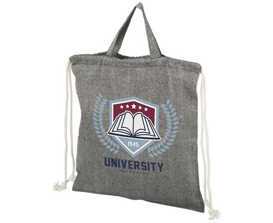 Pheebs 150 g/m² gerecyclede rugzak met trekkoordsluiting 6L Heather zwart - Unbranded 12045901