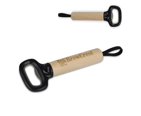 Flaschenöffner mit Holzgriff und Riemen Schwarz -  LT93086-N0002