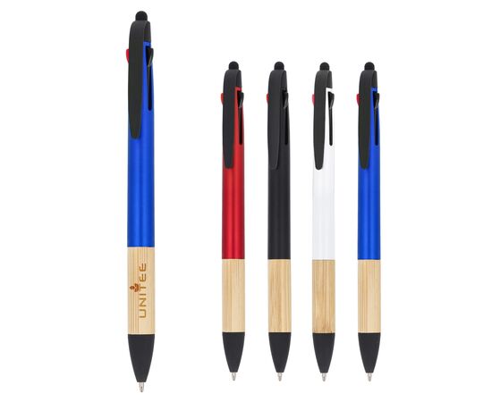 3-colour pen with bamboo grip White -  LT80561-N0001
