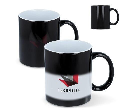 Oslo Magicbecher mit Sublimation 300ml Schwarz, Weiß -  LT51106-N0201