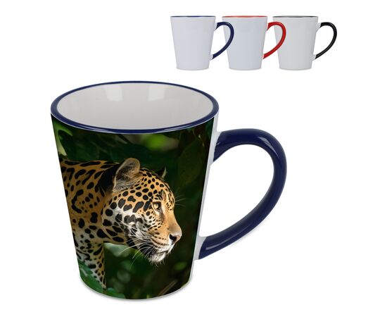 Mug subli Melbourne colored edge &amp; handle 300ml White, Black -  LT51192-N0102